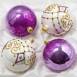 Набор стеклянных елочных шаров Тайна 7 см, 4 шт фиолетовый