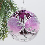 Стеклянный елочный шар Зимнее сияние 8 см фиолетовый