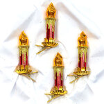 Набор елочных фигурок Свечи 8.5 см, 4 шт, золото с красным, стекло, клипса
