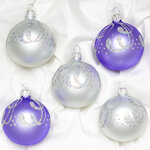 Набор стеклянных елочных шаров Полонез 6 см, 5 шт, фиолетовый