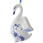 Елочная игрушка из фарфора Лебедь - Blue Swan 9 см, подвеска