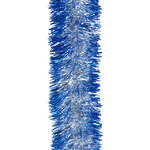 Мишура Праздничная двухцветная 2 м*95 мм серебряная с синим