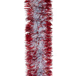 Мишура Праздничная двухцветная 2 м*95 мм серебряная с красным