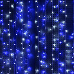 Светодиодный занавес 2*3 м, 600 синих/холодных белых LED ламп, прозрачный СИЛИКОН+ПВХ, соединяемый, IP54