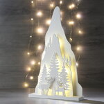 Новогодний светильник Таинство снежных гор - Лесная семья 38*23 см на батарейках, 15 LED ламп