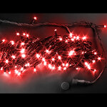 Светодиодная гирлянда нить Rich Led 20 м 200 красных LED ламп, чёрный ПВХ, с возможностью динамики, соединяемая, IP54