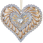 Елочная игрушка Smooth Ombre: Сердце 9 см серебряное, подвеска